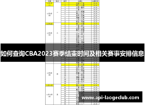 如何查询CBA2023赛季结束时间及相关赛事安排信息 如何查询CBA2023赛季结束时间及相关赛事安排信息
